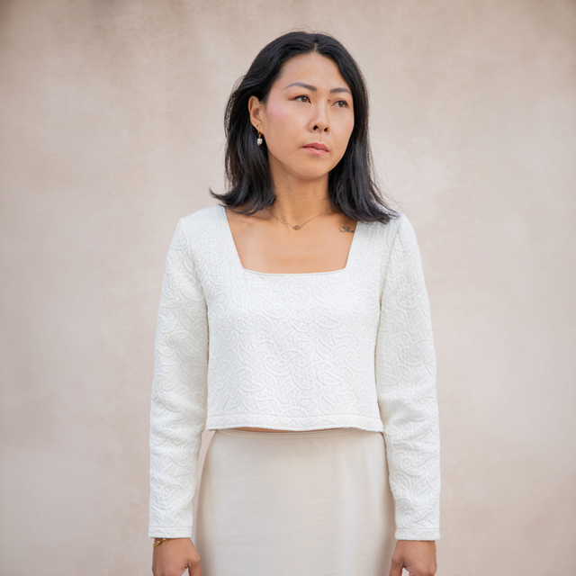 Rosa - crop top en jacquard de coton