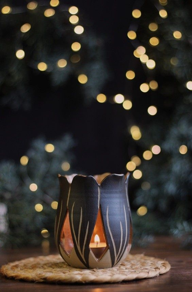 Photophore noir métalisé 