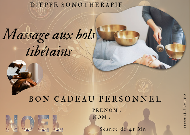 Bon cadeau Massage sonore et vibratoire aux bols tibétains 45 Mn