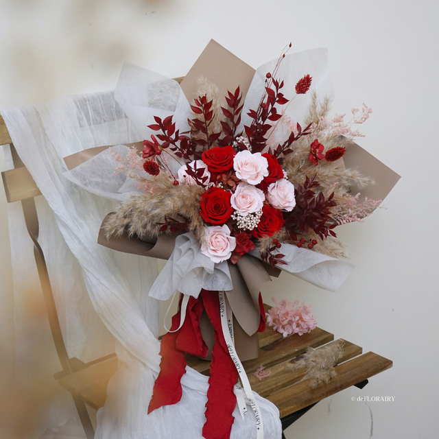 Preserved Rose Bouquet | Red &amp; Pink Flowers | Next-Day Flower Delivery in Bristol | UK-Wide Delivery