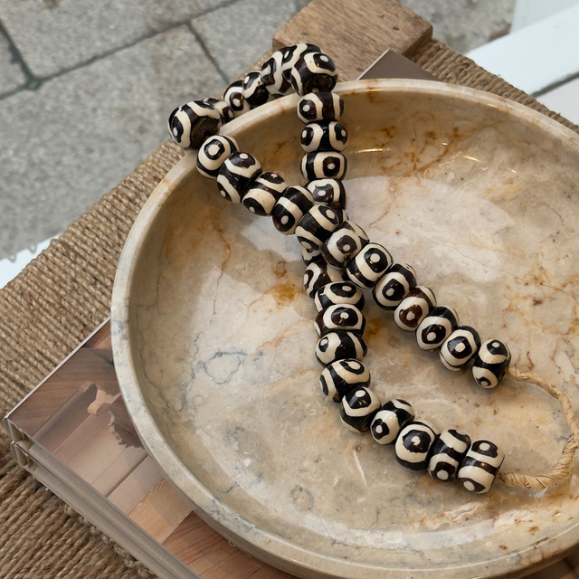 Kenya Bone Beads | Brown &amp; White