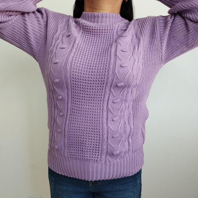 Blusa Tricot Manga longa Lilás Tamanho único 