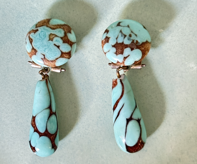  Ohrringe türkis  Ohrclips  1950er Jahre