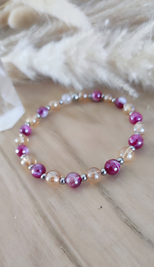 Bracelet "Émotionnel" Agate rose teintée