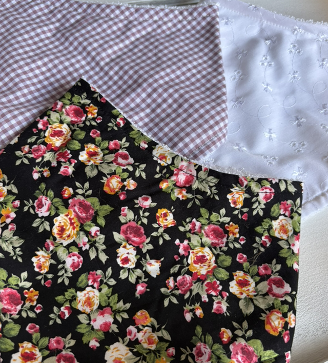 Three Pack Black Floral, Broderie Anglaise &amp; Gingham Bamboo Bibs 