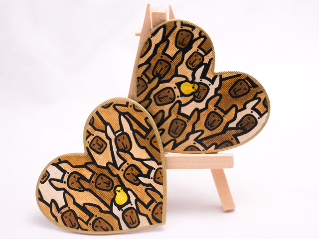 KAPIBARY magnes kształt serce ręcznie malowany akwarela