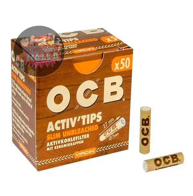 OCB Activ Tips Slim Unbleached Aktivkohlefilter ø7mm