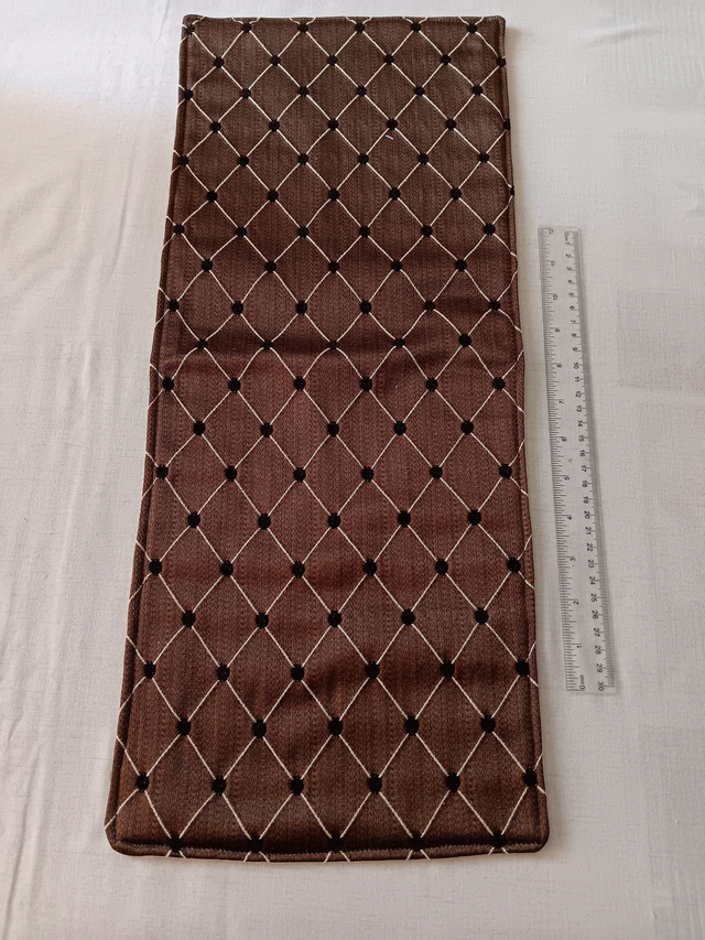 Small Table Runner Brown patterned fabric front with wadding filling and Cream backing fabric