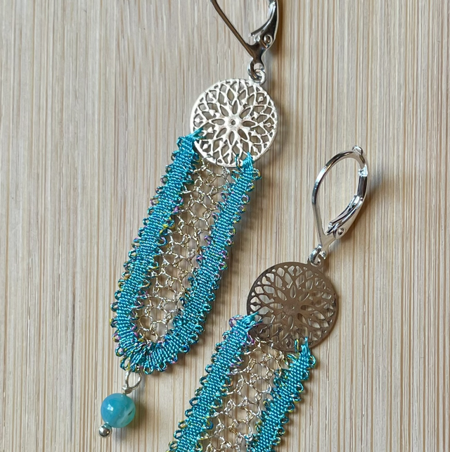 Boucles d'oreilles longues turquoises