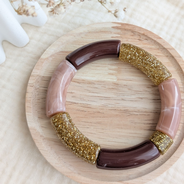 Bracelet jonc Mona marron terracotta glitter