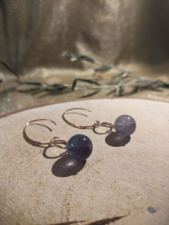 "Beatris" - Crochets Fluorite & Or Rose, Or Laminé (Gold Filled)