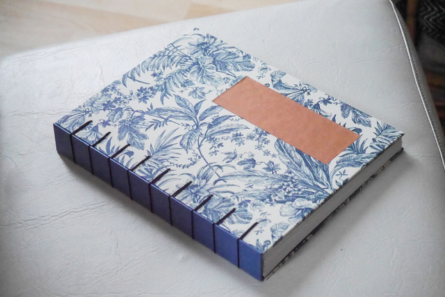 Album photos A4 relié à la main - végétation bleue 