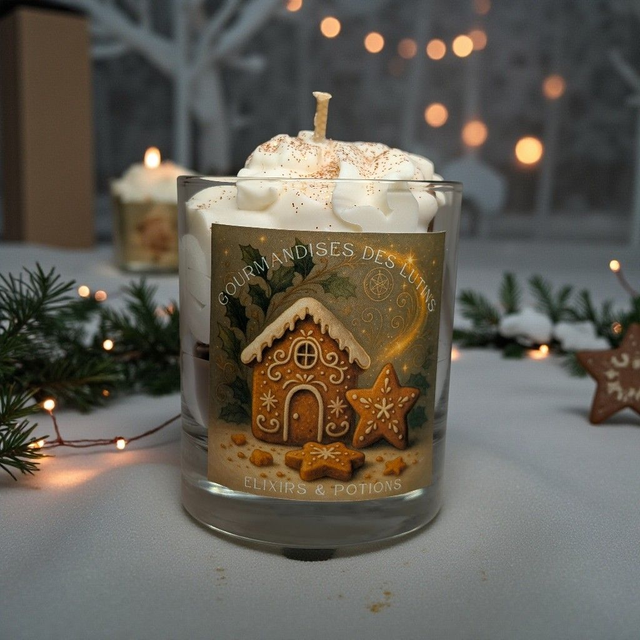 Bougie parfumée gourmande "Gourmandises des Lutins" (pain d'épices)