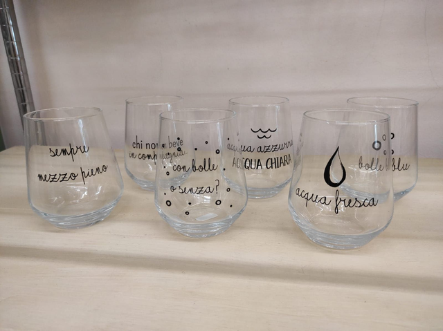 Set 6 bicchieri con scritte 