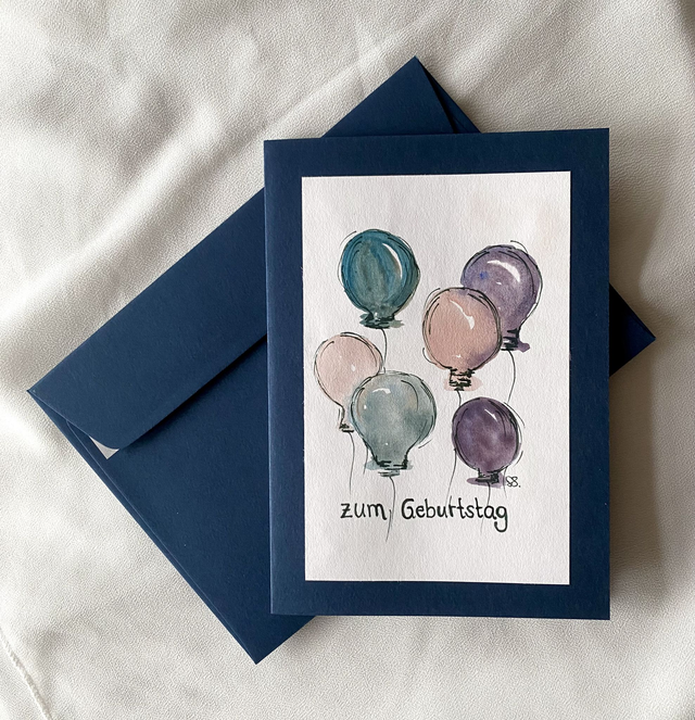 Doppelkarte - Ballone Pastell