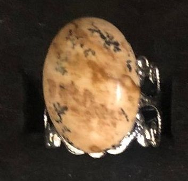 jaspe paysage (bague baroque argentée) 