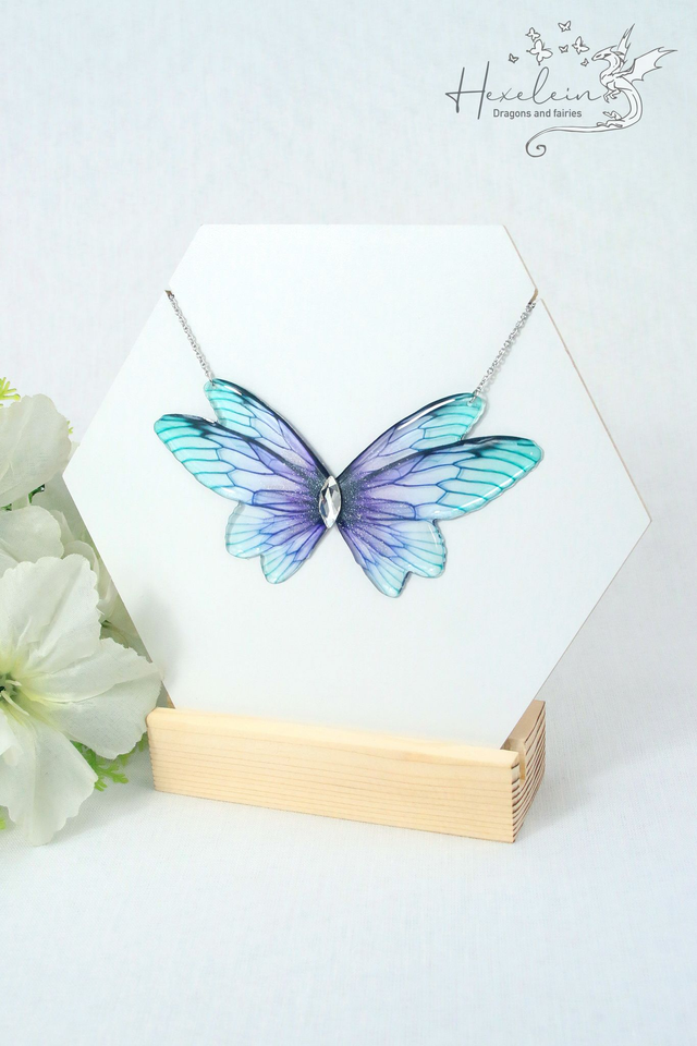 Enchanted Lake Large Fairy Wings Necklace