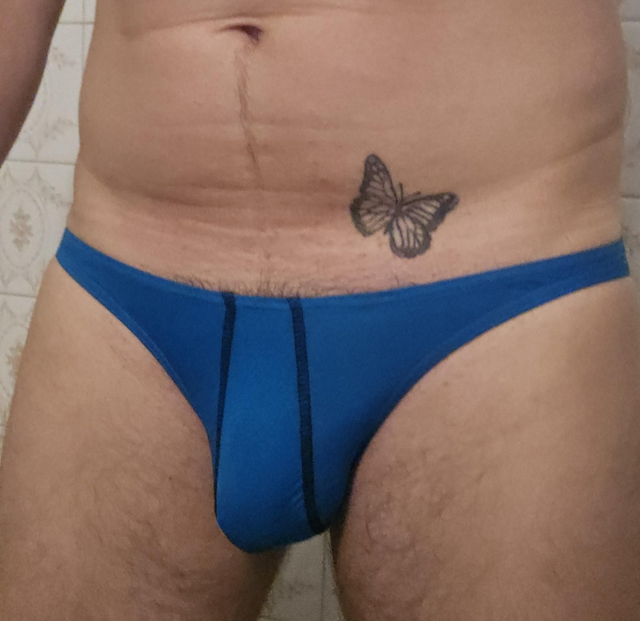 MINI SLIP SEMI TRANSPARENT BLEU TAILLE M