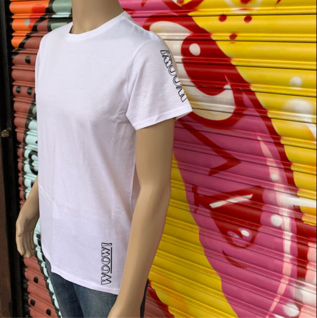 Woow! T-shirt White With Charcoal Grey Text 