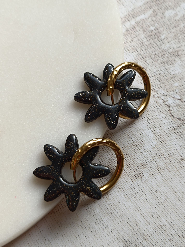 Boucles d'oreilles interchangeable Swann (créoles + breloques)