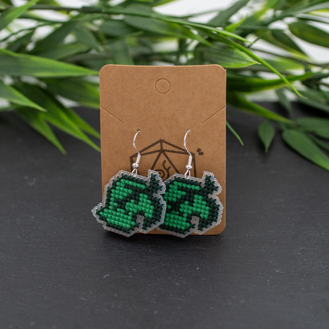 Leaf - Cross stitch earrings