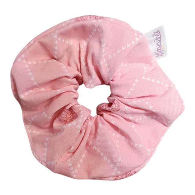 Haargummi/ Scrunchi rosa mit Herzen und Glitzer