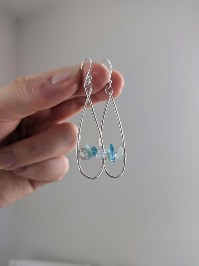 Sterling silver beaded teardrop earrings