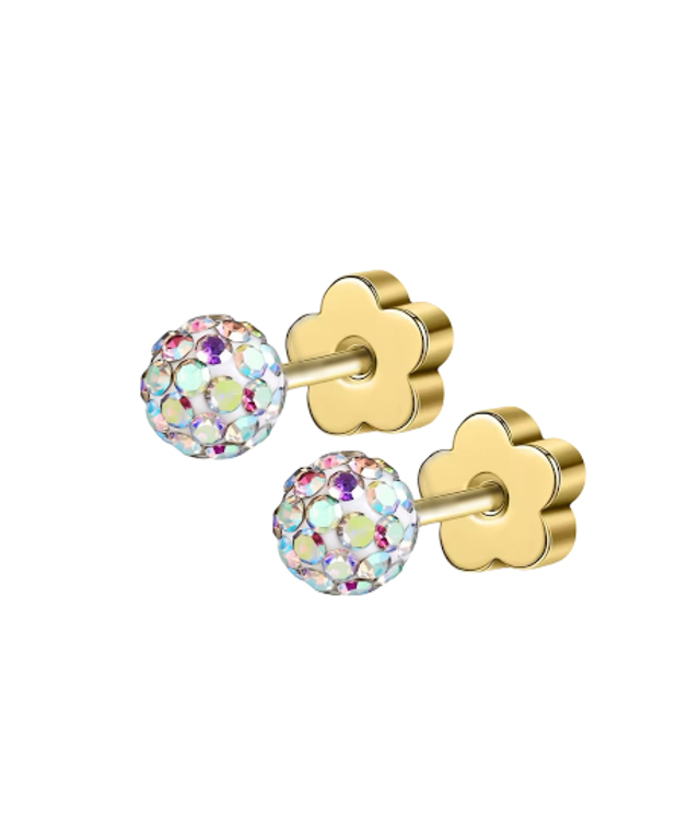 Gold Iridescent Rhinestone Mini Comfort Back Studs