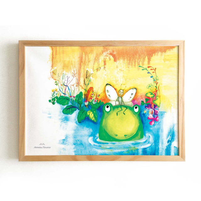 Affiche &quot;Grenouille et papillon&quot;