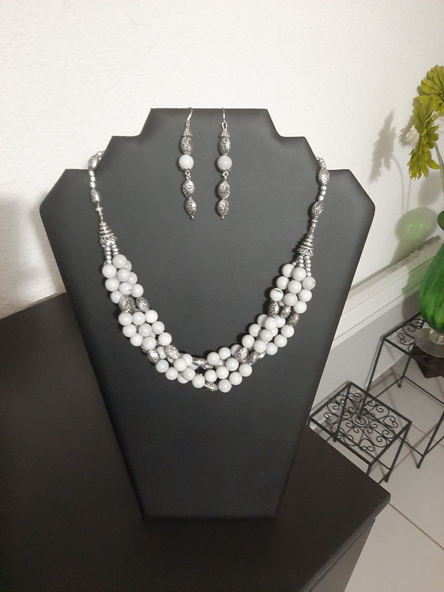 Parure grappe grise-sylver		 		