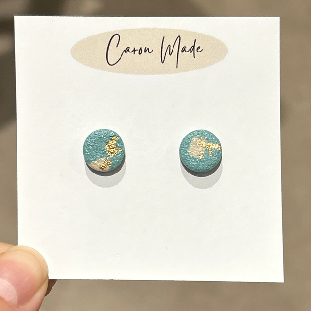 Green and gold small studs