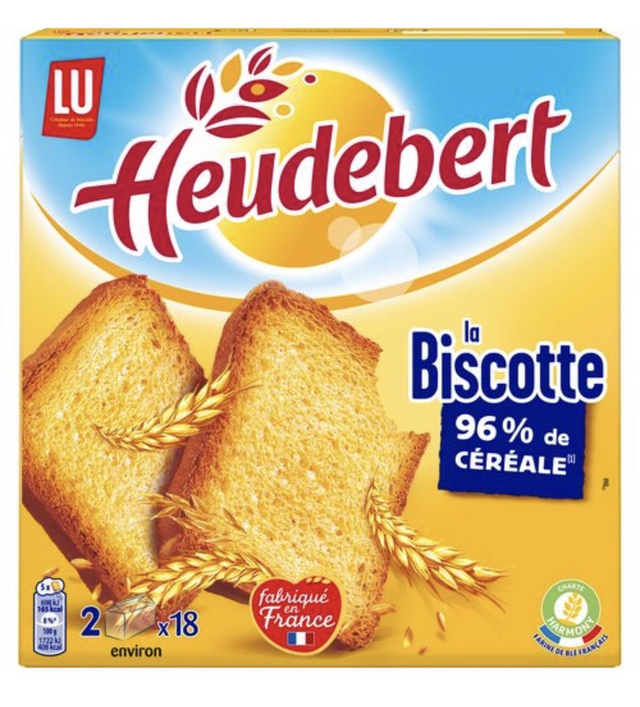 Biscottes 96% de Céréales Heudebert LU La boîte de 36 tranches - 290 g