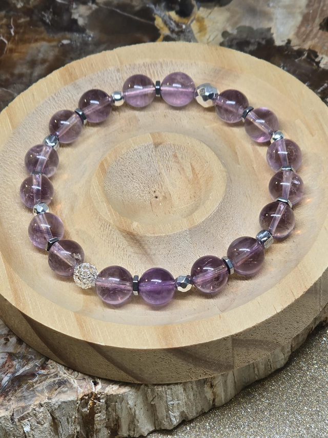 Bracelet Améthyste claire AAA 0,8 cm 