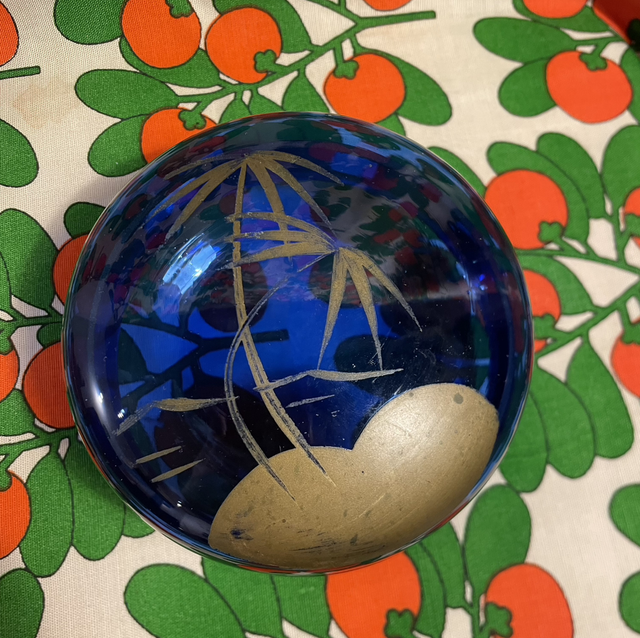 Blauw glazen doosje Tropical 