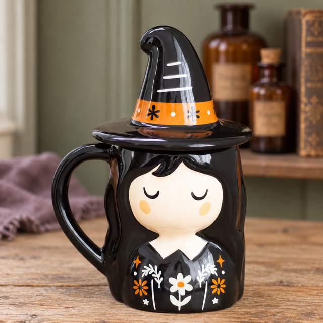 Tasse sorcière avec couvercle chapeau – Mug Halloween 350 ml