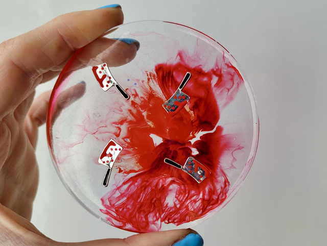 Coaster - Bloody Knife and Cleaver Horror Inspired Round Circular Coasters