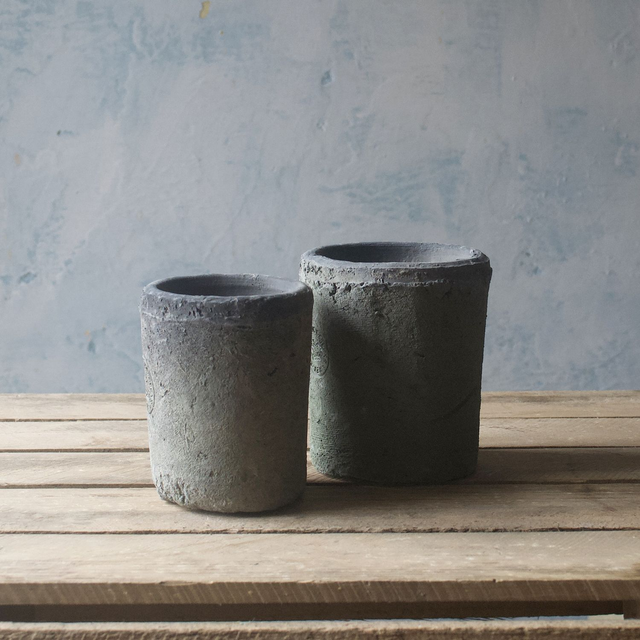 Grey Terracotta Cylinder Pots