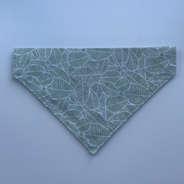 Dog bandanna green leaves medium only 