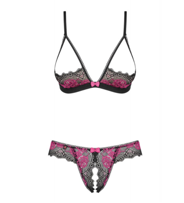 Tulia Ensemble ouvert 2 pcs - Noir et Fuchsia
