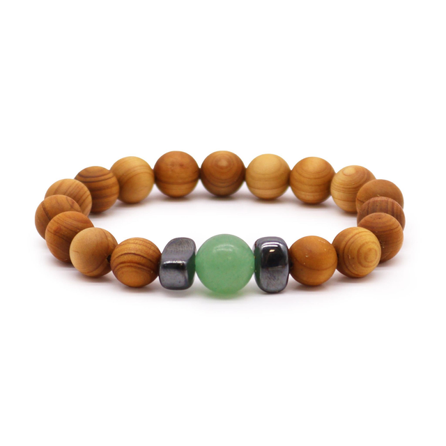 Bracelet de Chakra Sacré en Cèdre avec Aventurine Verte