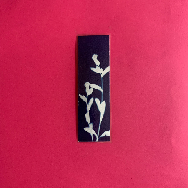 Marque page cyanotype végétal original sur papier épais et plastifié