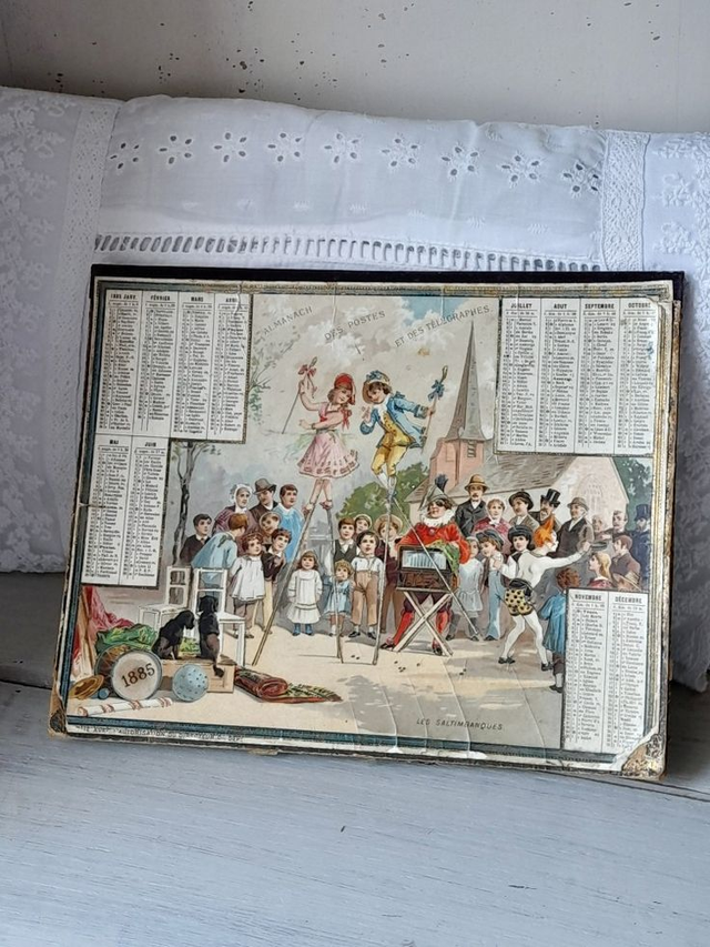 Almanach des Postes Calendrier de 1885 avec chromolithographie