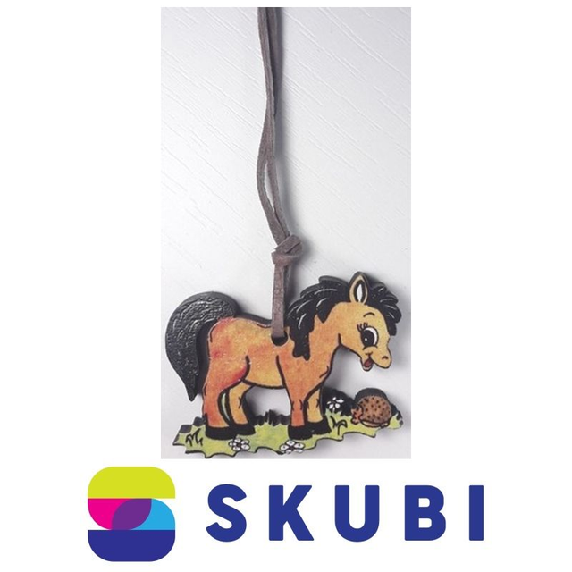 Přívěsek dřevěný - na krk - kůň hnědý