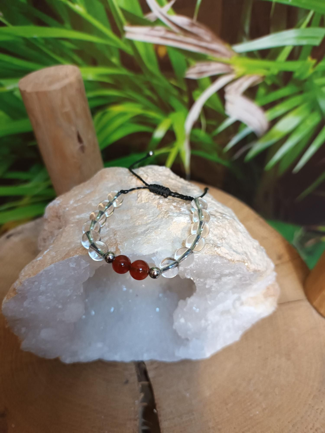 Bracelet en cristal de roche et cornaline