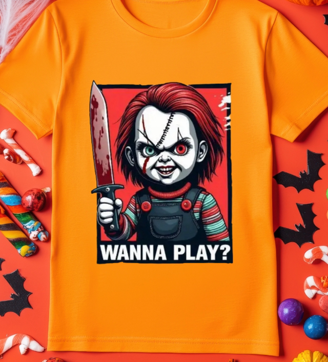 Do you wanna play Halloween printed T-shirt (HA2)