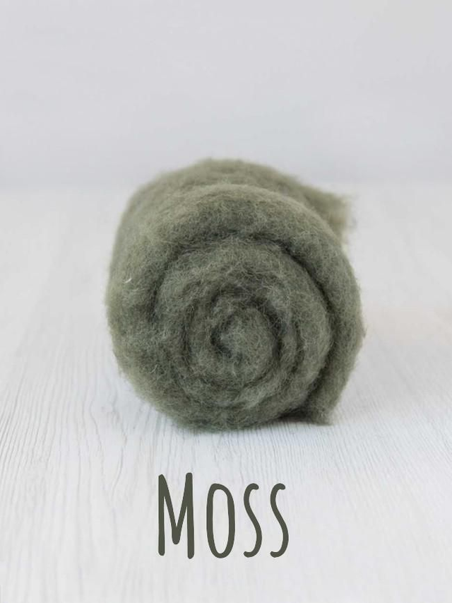 Carded wool for Needle Felting Maori DHG Carded Batt - Moss