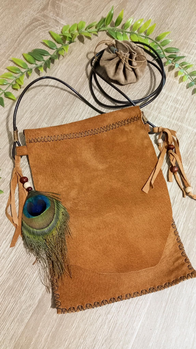 Petit sac dain - paon