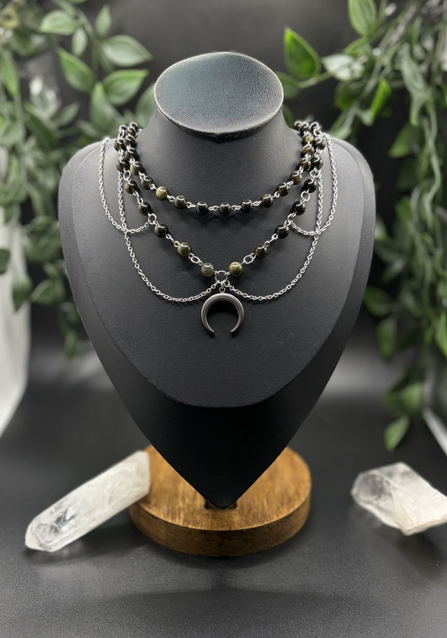 Collier Elentári - Obsidienne dorée