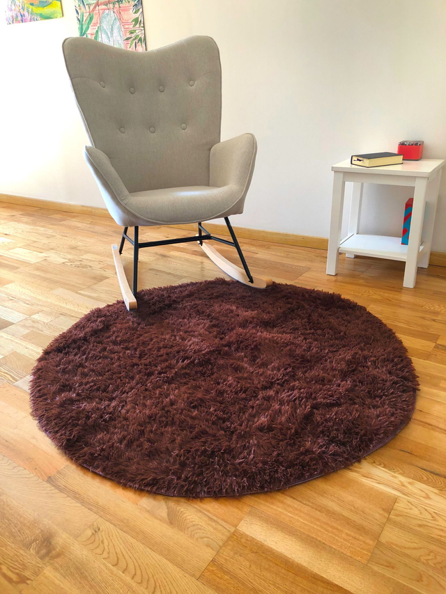 HODYSSEA Tapis RONDOUX Diamètre 120 cm 100% Polyester Poils longs