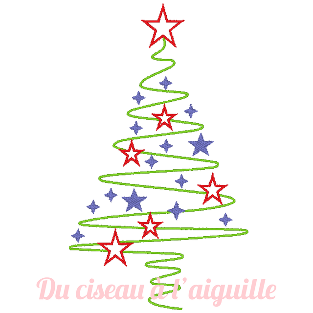 fichier broderie sapin de noël - 2 Taille / 11 Formats